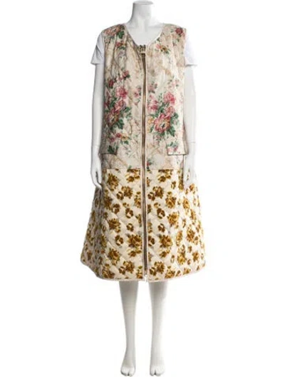 Pre-owned Barbour Linen Floral Print Coat In Multicolor