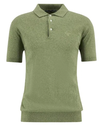 Barbour Linen Knit Polo Shirt In Laurel Green