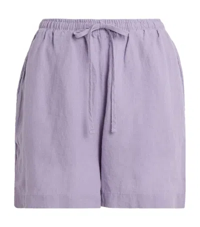 Barbour Linen Oakley Shorts In Purple