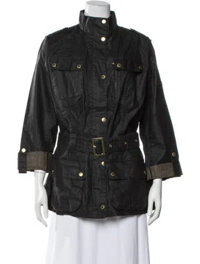 Pre-owned Barbour Linen Utility Jacket In Black