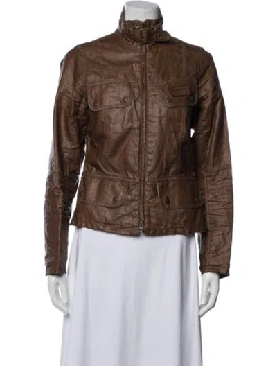 Pre-owned Barbour Linen Utility Jacket In Brown