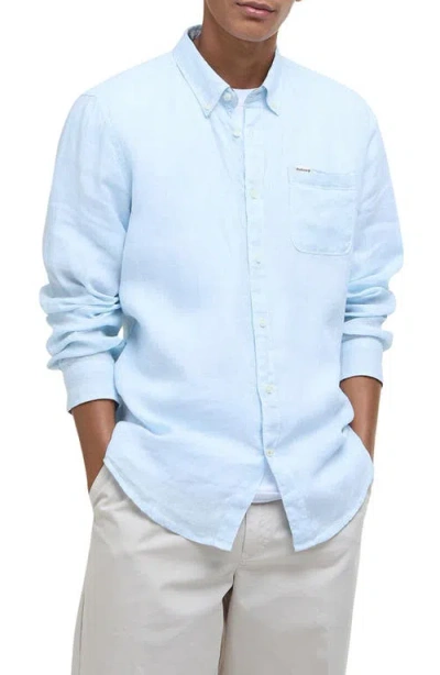 Barbour Linton Regular Fit Linen Button-down Shirt In Ocean Sky