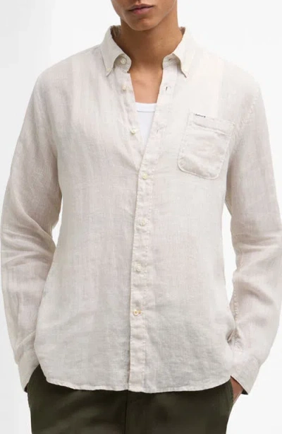 Barbour Linton Tailored Fit Check Linen Button-down Shirt In Neutral