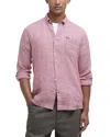Barbour Linton Regular Fit Microcheck Linen Button-down Shirt In Red Spice