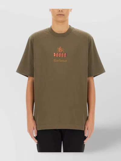 Barbour Logo Crew Neck T-shirt Graphic Print In Brown
