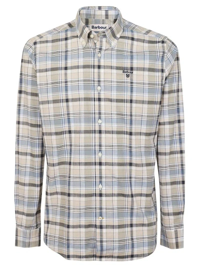 Barbour Logo Detailed Checked Shirt In Stone