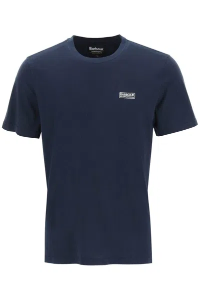 Barbour Logo Detailed Crewneck T-shirt In Blue
