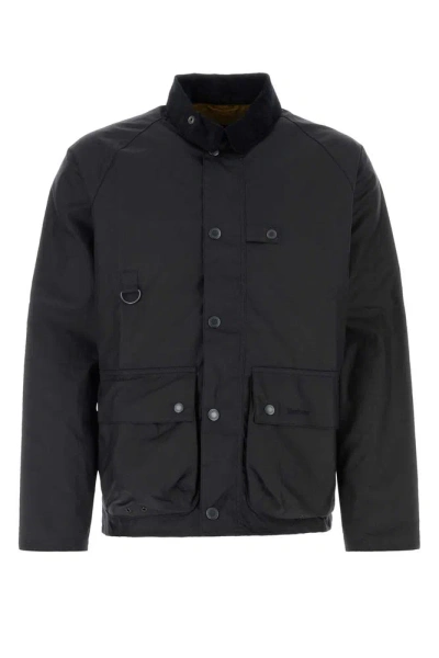 Barbour Logo Embroidered Buttoned Jacket In Navy
