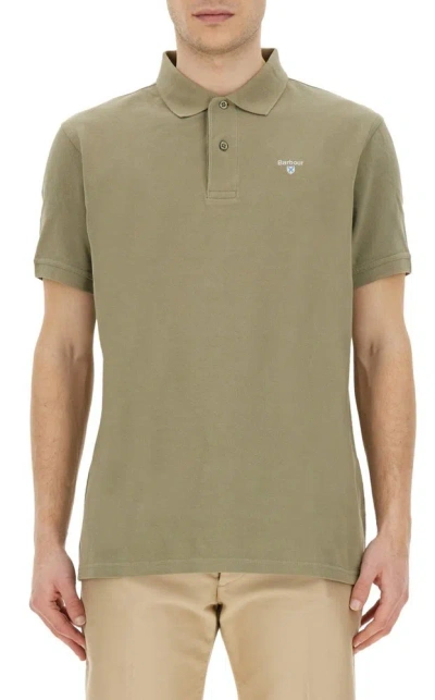 Barbour Logo Embroidered Buttoned Polo Shirt In Green