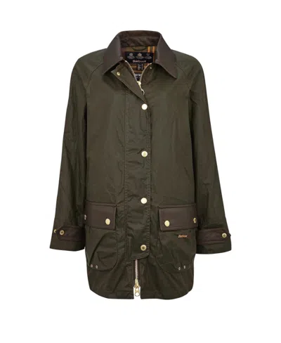 Barbour Logo Embroidered Casual Jacket In Green