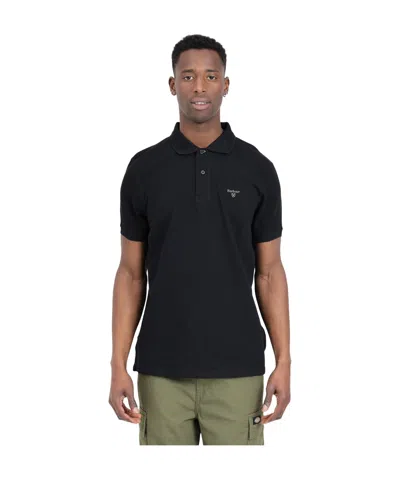 Barbour Logo-embroidered Cotton Polo Shirt In Black