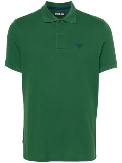 Barbour Logo-embroidered Cotton Polo Shirt In Green