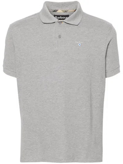 Barbour Logo-embroidered Cotton Polo Shirt In Grey