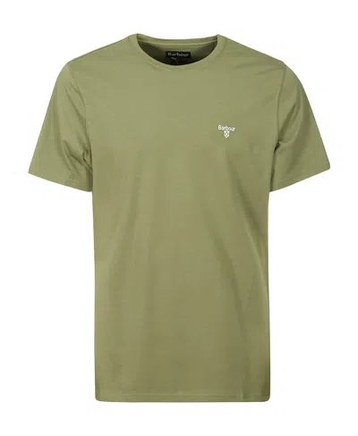 Barbour Logo-embroidered Cotton T-shirt In Green