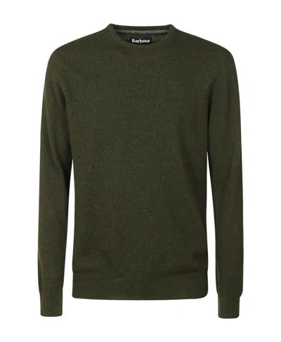 Barbour Logo Embroidered Crewneck Knitted Jumper In Green