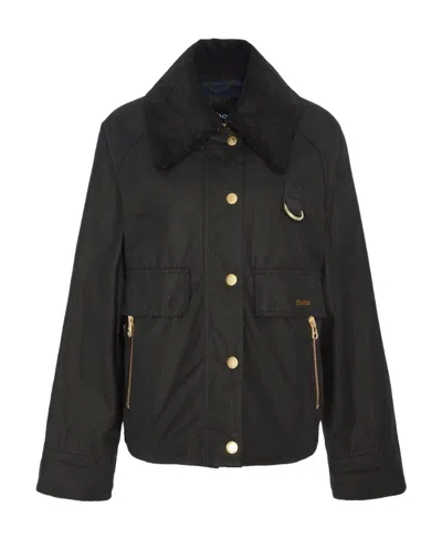 BARBOUR BARBOUR LOGO EMBROIDERED LONG-SLEEVE JACKET