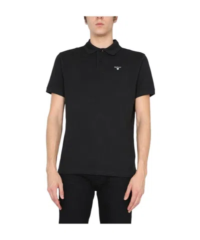 Barbour Logo Embroidered Polo Shirt In Black