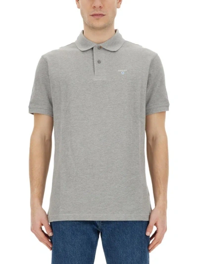 Barbour Logo Embroidered Polo Shirt In Grey