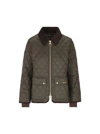 Barbour Logo Embroidered Quilted Jacket In Green