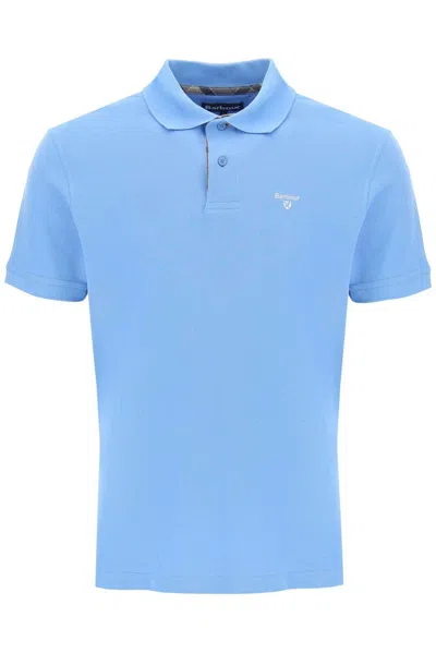 Barbour Logo Embroidered Short Sleeved Polo Shirt In Blue