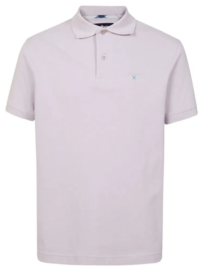 Barbour Logo Embroidered Short Sleeved Polo Shirt In Lilla