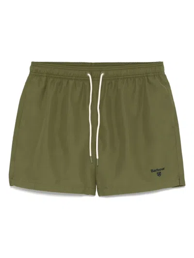 Barbour Logo-embroidered Swim Shorts In Green