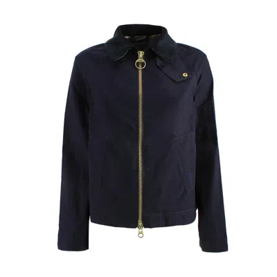 Barbour Logo Embroidered Zipped Jacket In Blue