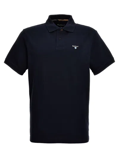 Barbour Logo Embroidered Short Sleeved Polo Shirt In Blue