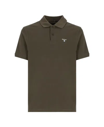Barbour Logo Lapel Polo Shirt In Brown