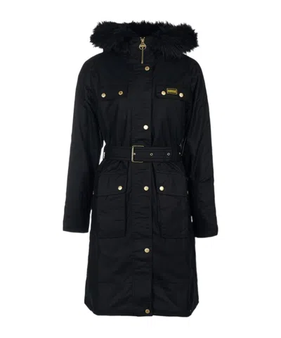 Barbour Logo Long-sleeved Coat In Black