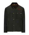Barbour Logo-patch Cotton Workers Jacket In Black