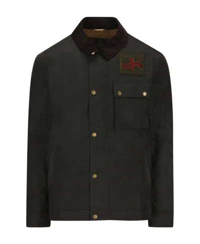 Barbour Logo-patch Cotton Workers Jacket In Black