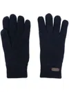 Barbour Logo-patch Ribbed Gloves In Blue