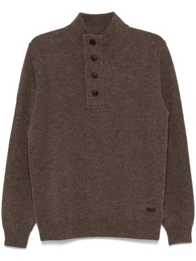 Barbour Calder Henley Wool Sweater In Brown