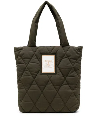 Barbour Logo-patch Tote Bag In Green