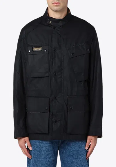 BARBOUR LOGO PATCH WAXED FIELD JACKET