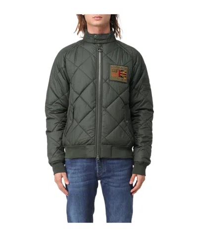 Barbour Logo Patch Zip-up Padded Jacket In Black