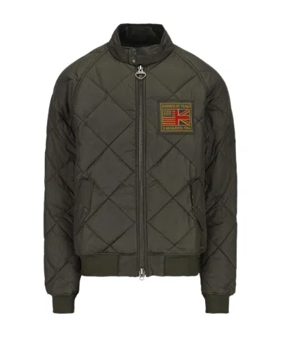 Barbour Logo-patch Zip-up Quilted Jacket In Black