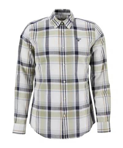 Barbour Logo Plaid Shirt In White