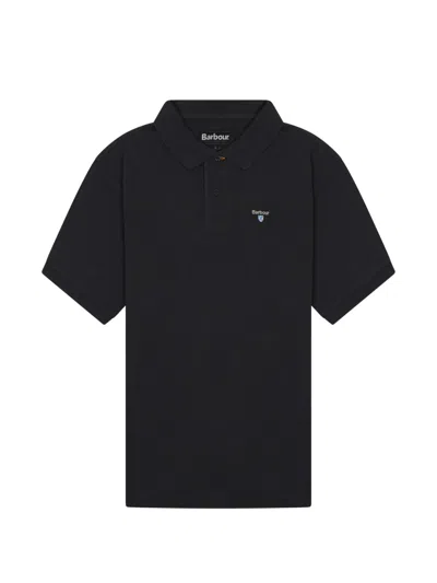 Barbour Black Logo Shirt Collar Polo