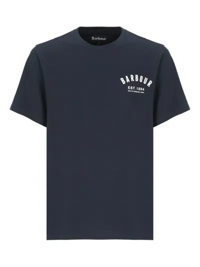Barbour Logo-print Crew-neck T-shirt In Blue