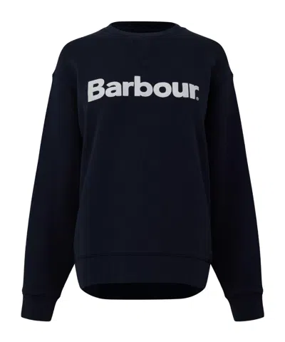 Barbour Logo Print Crew-neck Sweatshirt In Blue