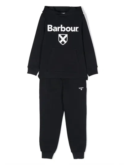 Barbour Kids' Logo-print Tracksuit Set In Blue