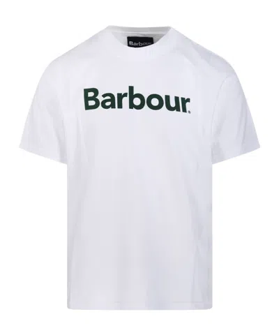 Barbour Logo Printed Crewneck T-shirt In White