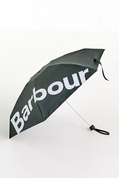 Barbour Logo Print Telescopic Mini Umbrella In Neutral