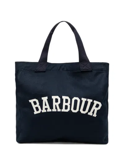 Barbour Logo-appliqué Top-handle Tote Bag In Blue