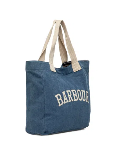 Barbour Logo-appliqué Tote Bag In Blue