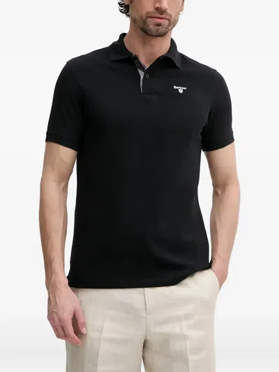 Barbour Logo-detail Polo Shirt In Black