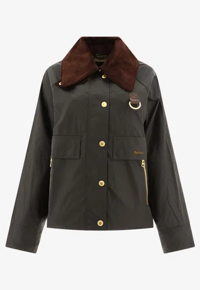 Barbour Logo-embroidered Buttoned Jacket In Blue