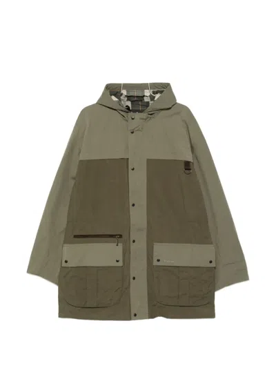 Barbour Logo-embroidered Coat In Green